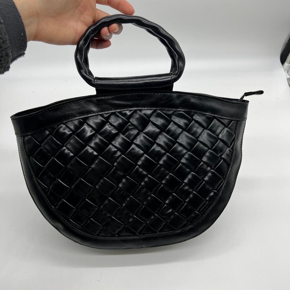 Patricia Nash Leather Ossi Satchel with Crossbody Strap Black